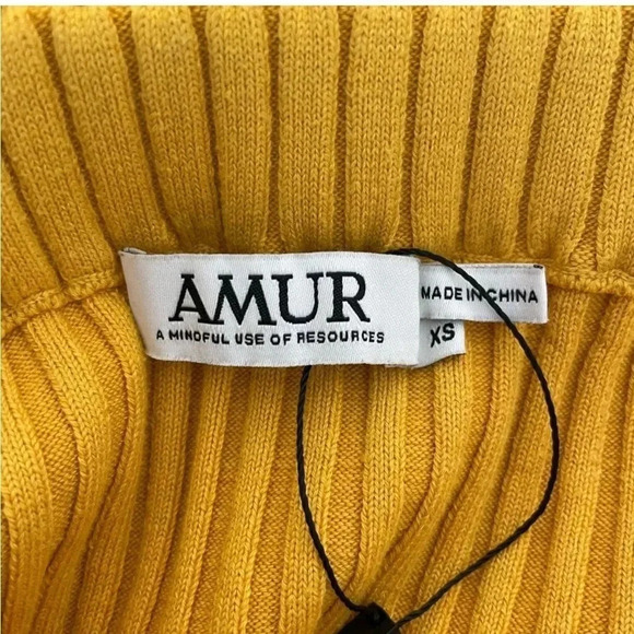 Amur yellow ribbed asymmetrical midi skirt - Picture 7 of 14